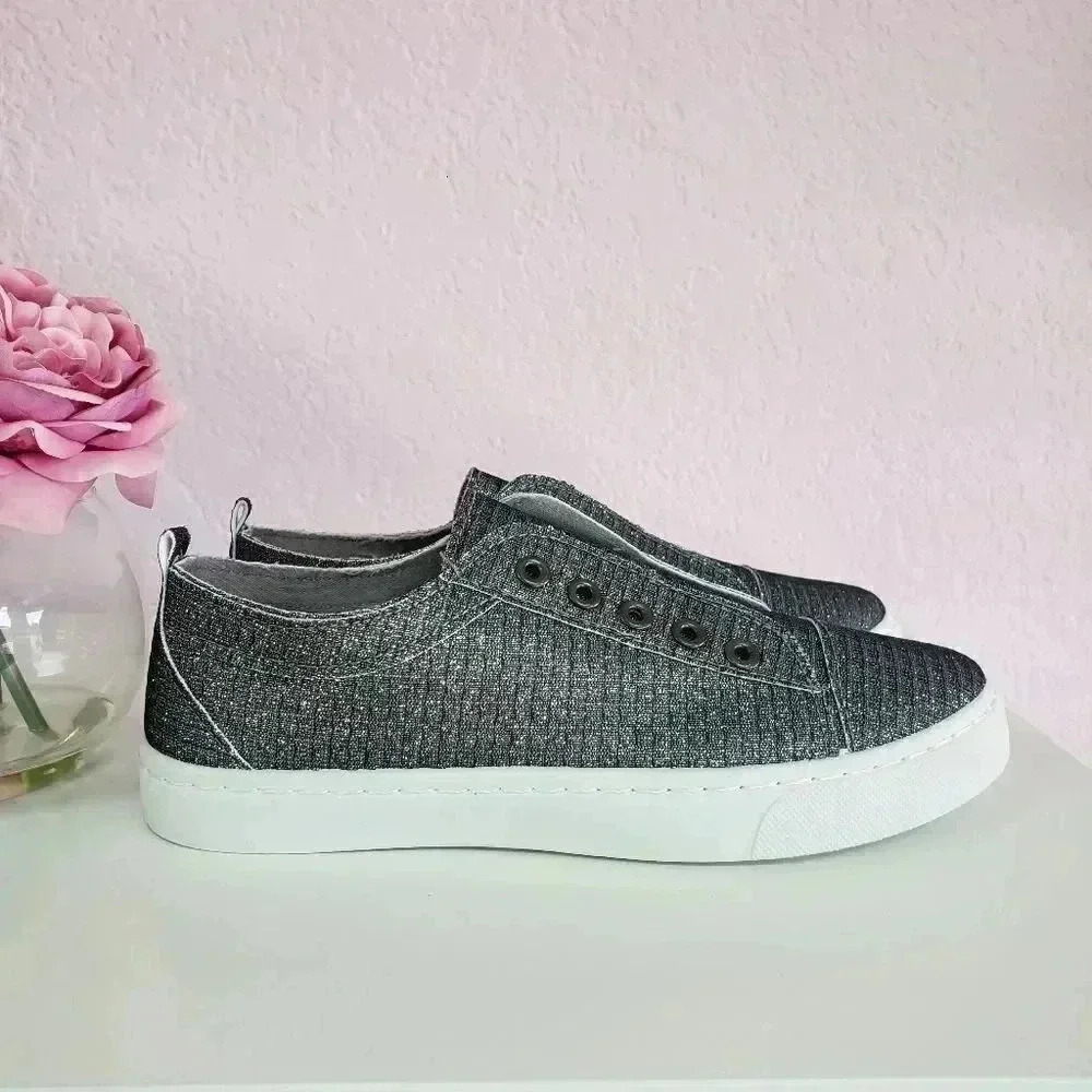 BAMBOO Pewter Glitter Slip-On Sneaker